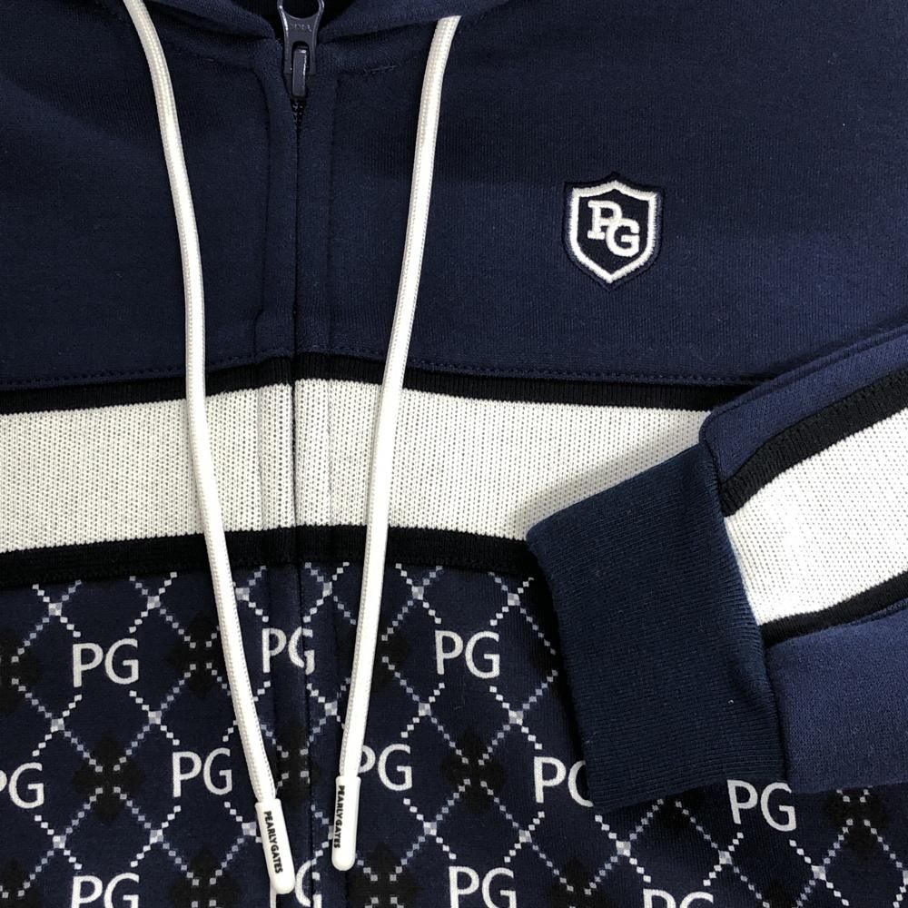 PEARLY GATES ジャケット ホワイト ネイビー 超美品】パーリーゲイツ ジップパーカー ネイビー×白 一部ロゴ総