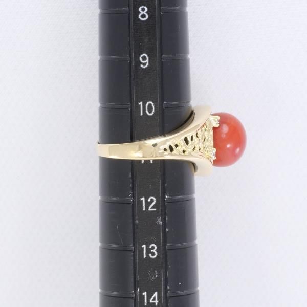 K18YG リング 指輪 11号 サンゴ ダイヤ 0.09 総重量約5.5g