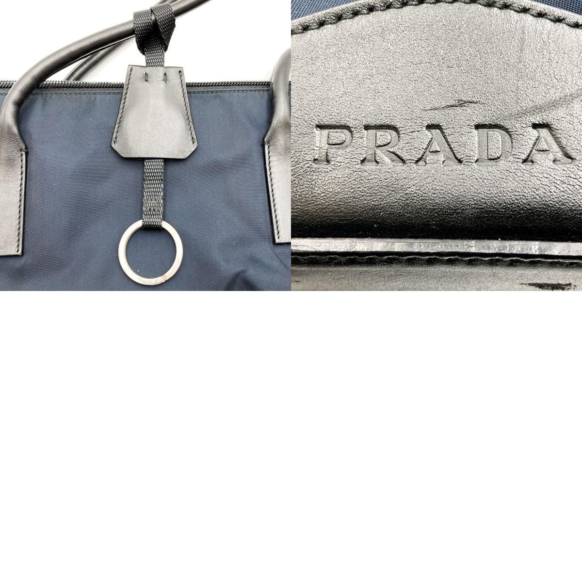 美品 PRADA プラダ ショルダーバッグ トートバッグ 肩掛け バッグ ネイビー ダークネイビー 紺色 ナイロン レディース メンズ ファッション  B10069 USED