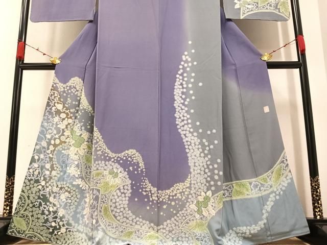 平和屋着物○十日町 名門 滝泰謹製 訪問着 草花文 暈し染め 正絹 逸品