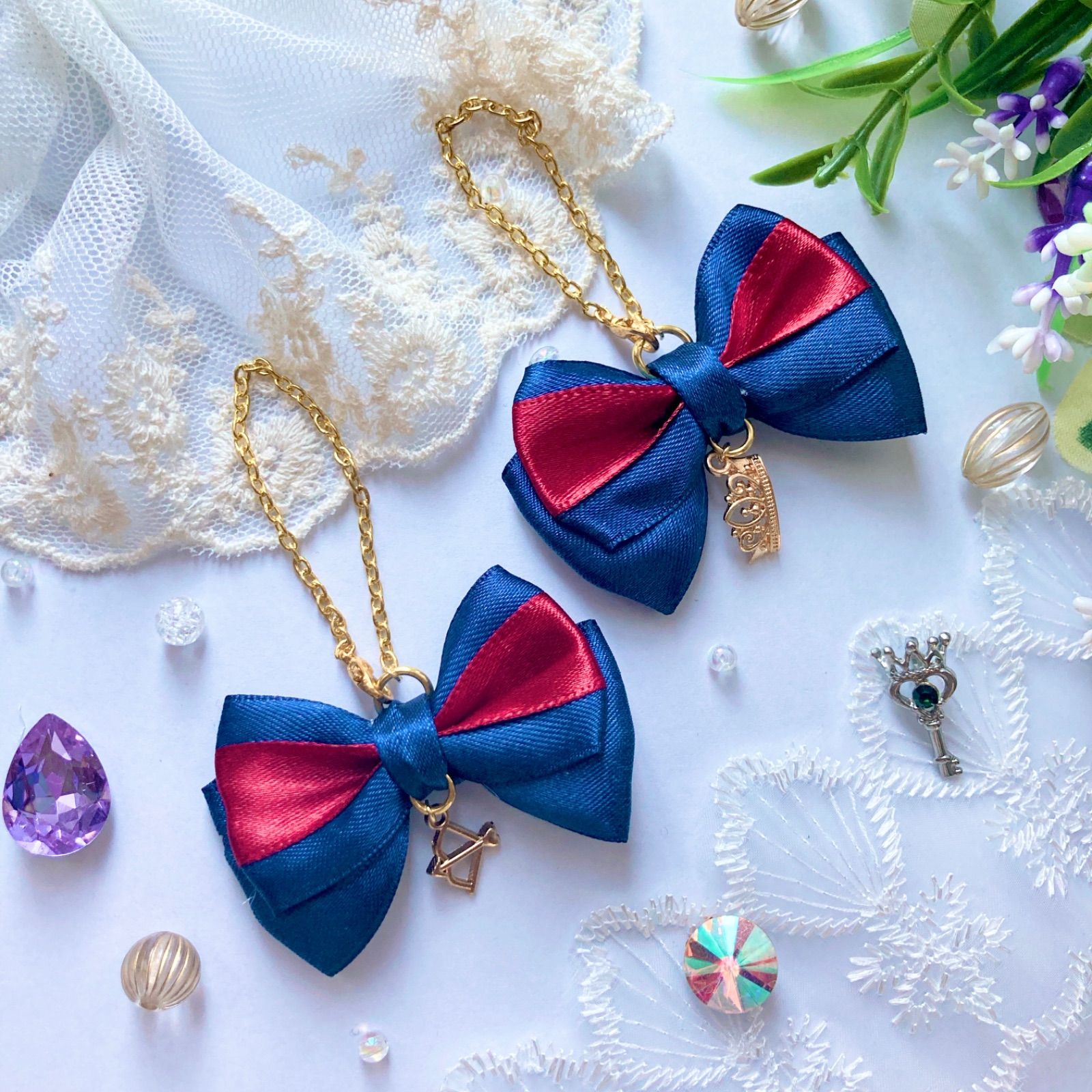 リボンバックチャーム、キーリング新品！新作！ リボンバックチャーム、キーリング新品！新作