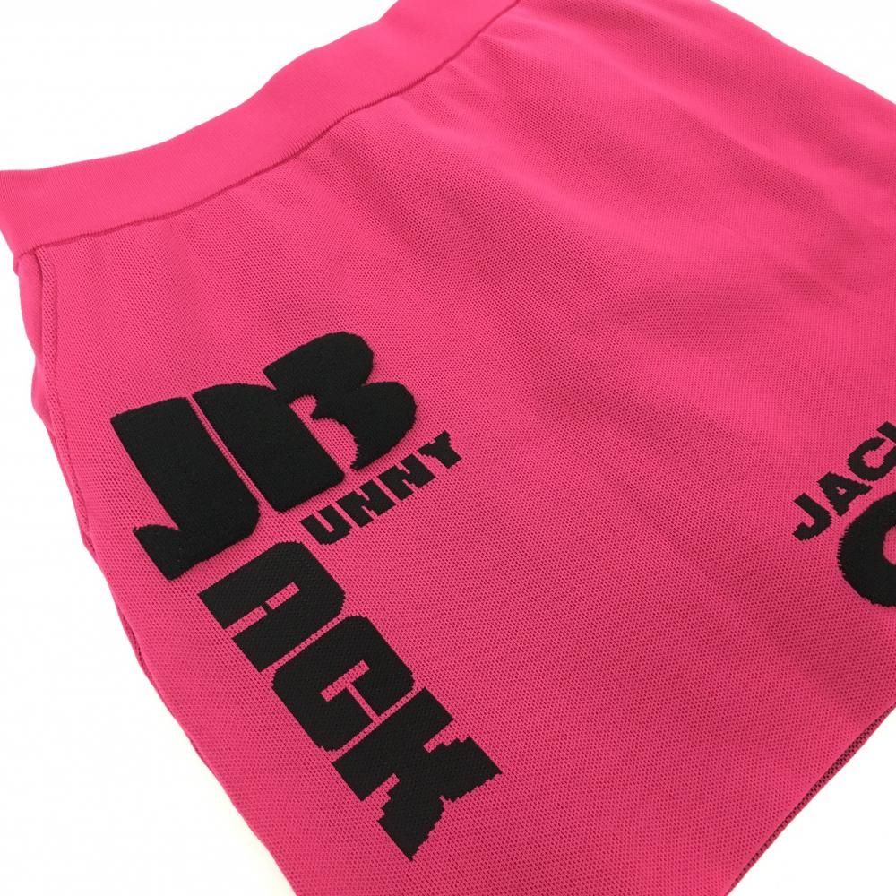 美品】ジャックバニー ニットスカート ピンク×黒 パイルロゴ