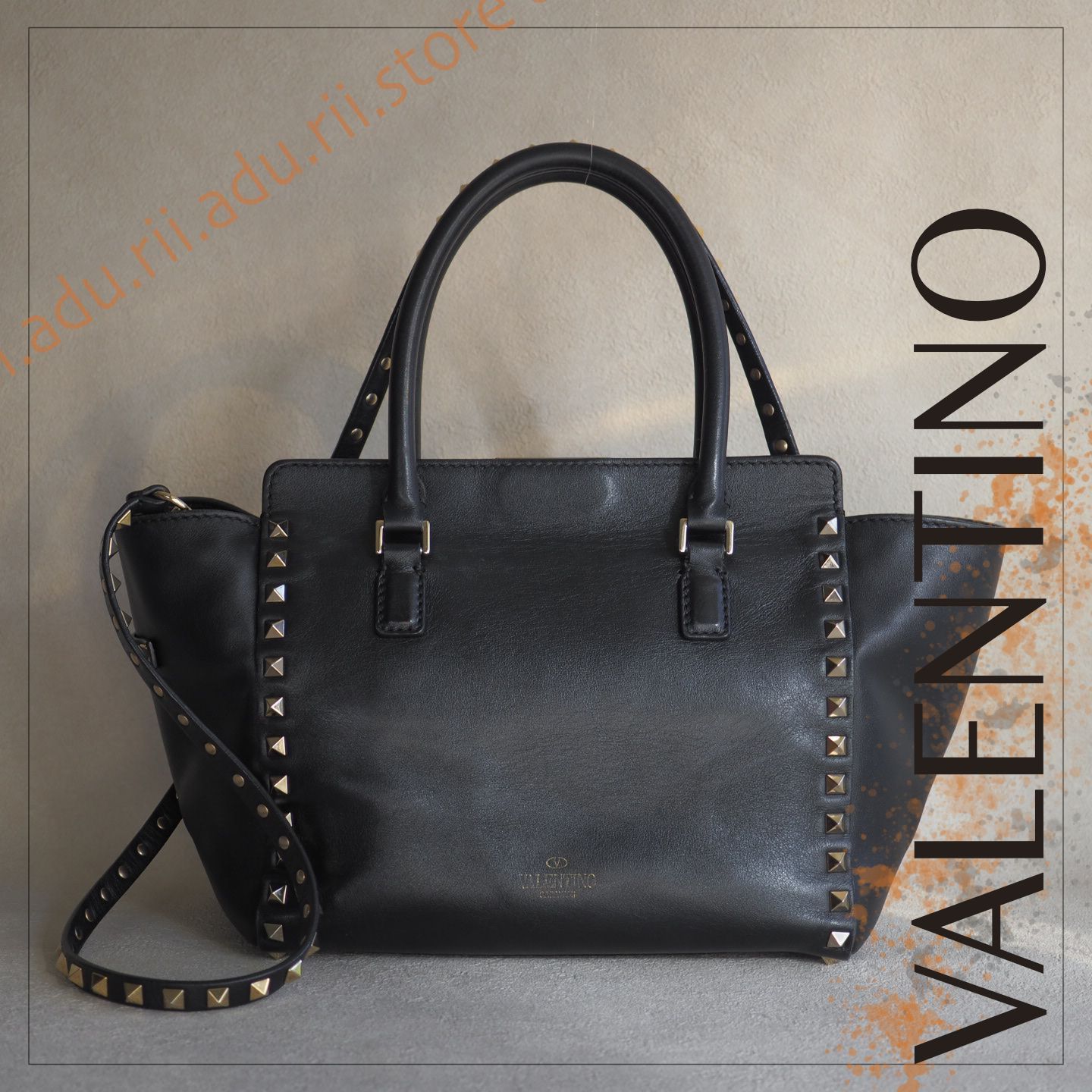 美品★ ヴァレンティノ ガラバーニ valentino garavani ロックスタッズ 2way トート ハンドバッグ ショルダーバッグ ブランド  レディース◆