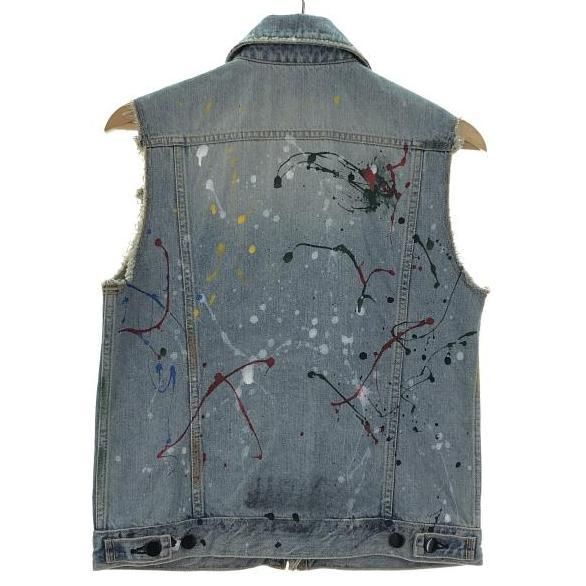 中古】NUMBER(N)INE ペンキデニムライダースベスト 0 00357933495