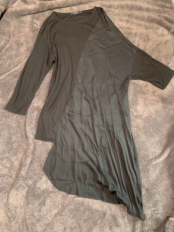 異素材アシンメトリー ロングワンピース