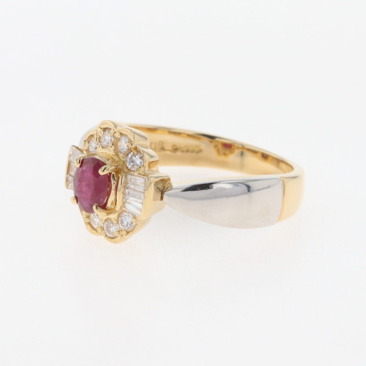在庫一掃】 ルビー デザインリング YG イエローゴールド プラチナ 指輪  