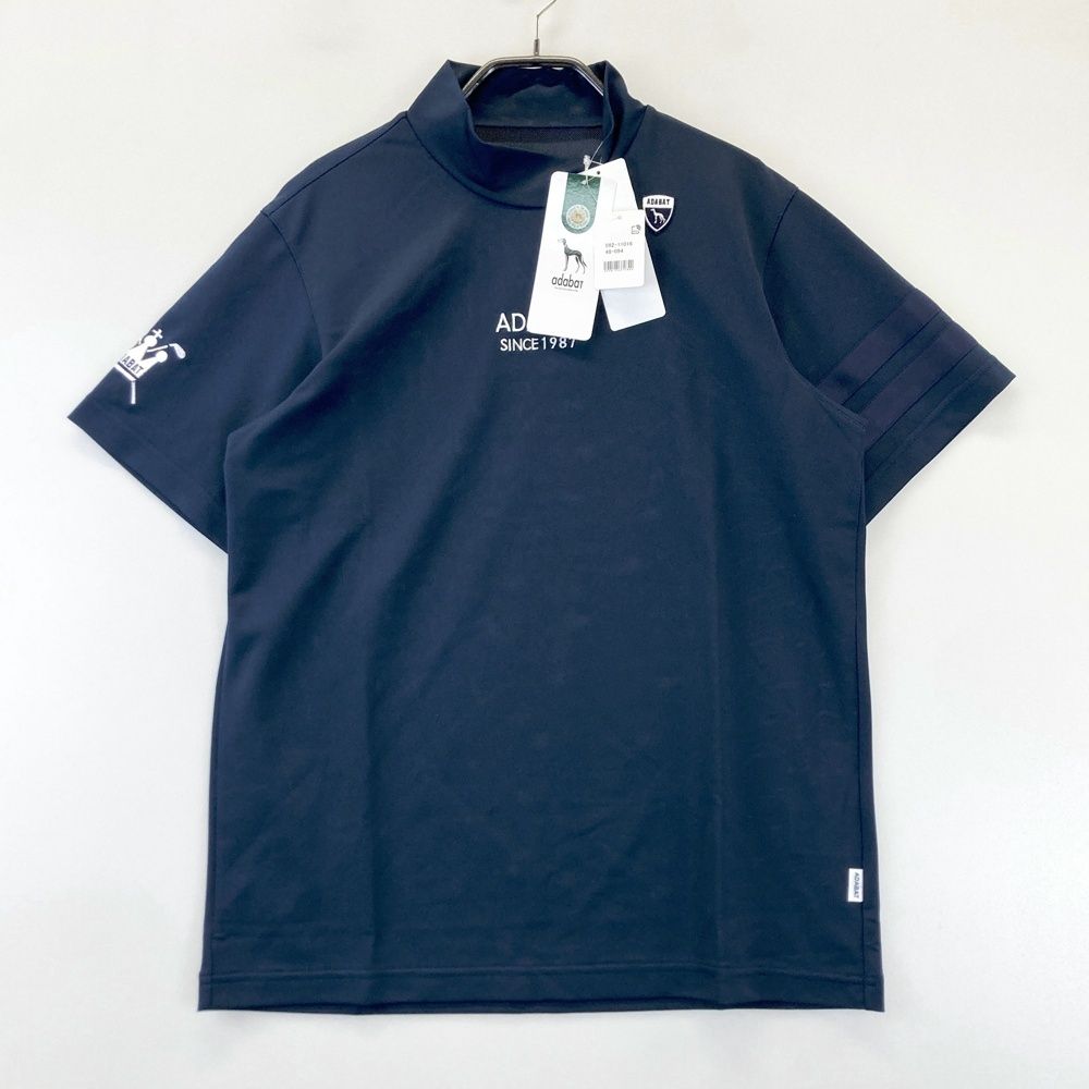 レア美品　adabat アダバット　メンズ半袖シャツ 　ボーダー　サイズ48 新作，人気SALE adabatアダバットゴルフウェア 襟ジップ半袖