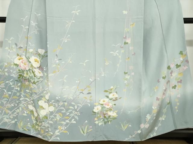 平和屋着物○訪問着 友禅 草花文 暈し染め 正絹 逸品 未使用