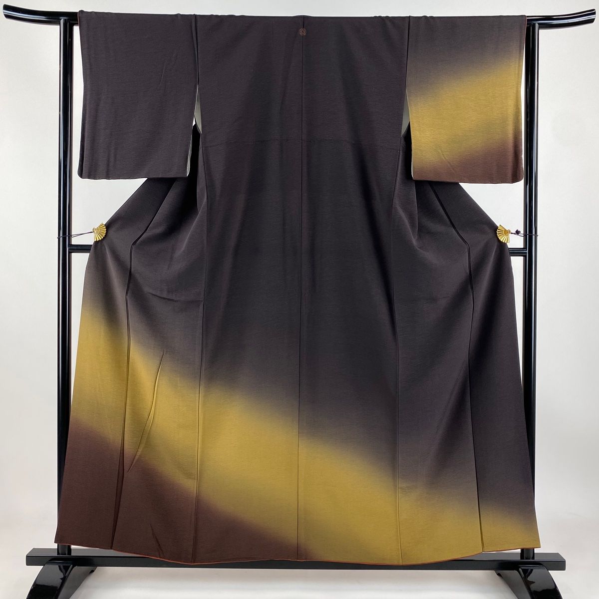 付下げ 身丈157cm 裄丈62cm S 袷 ぼかし 濃紫 正絹 秀品 一つ紋