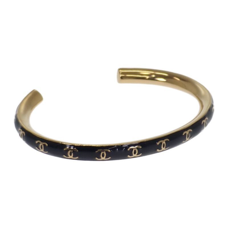 シャネル CHANEL CC ココマーク S B24P バングル メタル ブラック ゴールド レディース ABランク