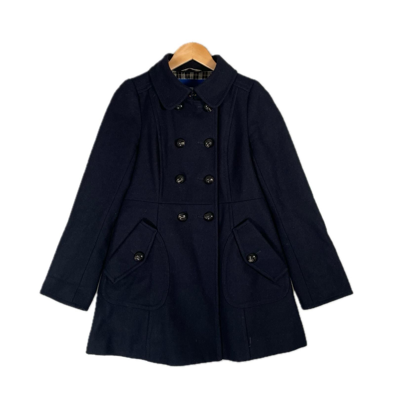 ノーカラージャケット 送料無料 美品 Burberry バーバリーブルー 