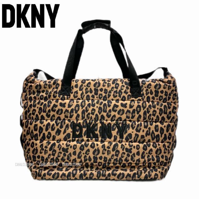新品未使用! DKNY NORA PUFFY WEEKENDER ダナキャラン 2WAY バッグ ノラ パフィー ウイークエンダー トートバッグ ショルダーバッグ 旅行カバン、お出かけカバン レオパード ヒョウ柄 R11XIG28 (1328) DKNY/ダナキャラン 大きい バッグ 旅行バッグ DKNY JEANS ◆