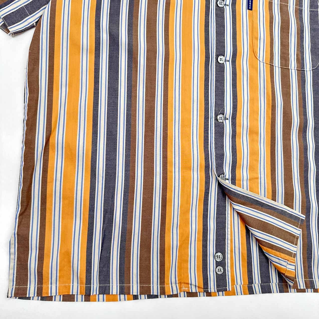 90s NIGEL CABOURN アングローバル期 イタリア製生地 ストライプ 開襟 