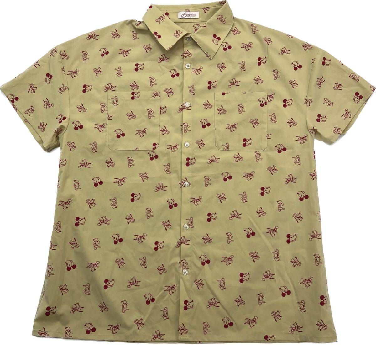 Areeam ☆ ディズニー レトロ ミッキー 総柄 半袖 シャツ