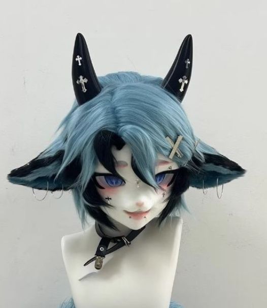 着ぐるみヘッド kigurumi 羊 青 ファースーツ 全頭ヘッド ケモノ