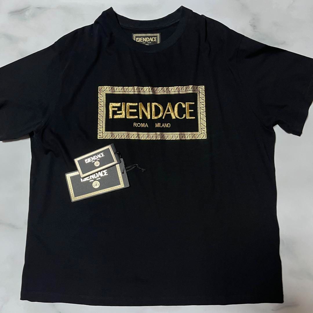 袖丈215極美品 FENDI/VERSACE/Fendace/フェンダーチェTシャツ