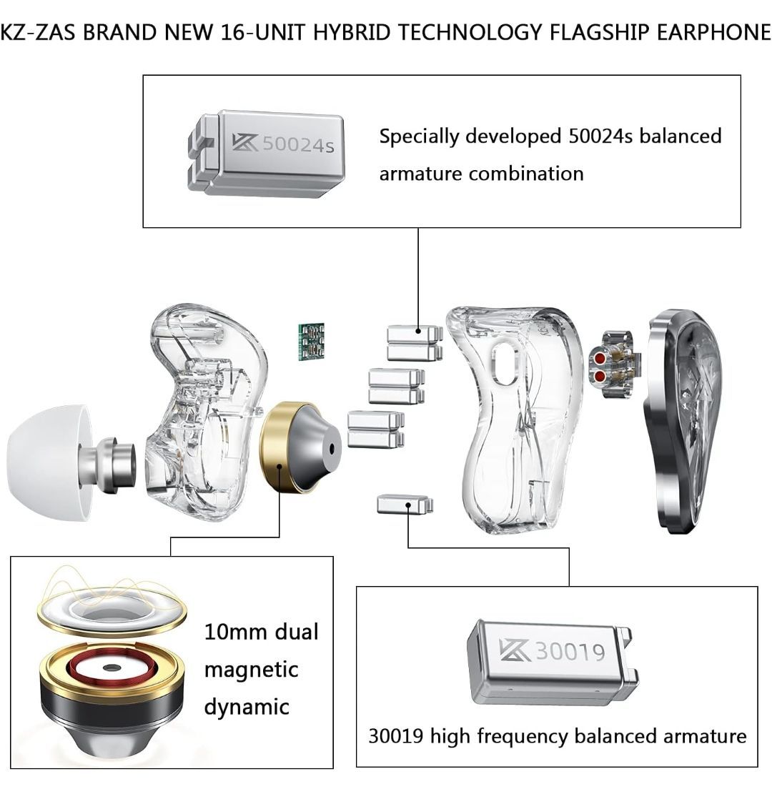 KZ ZAS デュアルドライバ ハイエンドイヤホン ハイレゾ対応 カナル型