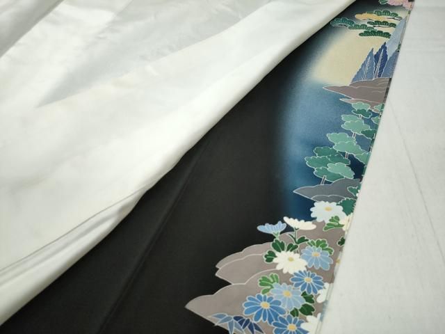 平和屋着物○豪華色留袖 飛鶴短冊雪輪流水草花文 暈し