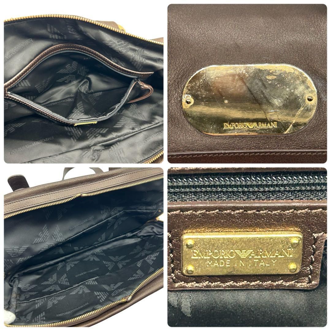 良品 1776 EMPORIO ARMANI ボストンバッグ ブロンズ レザー