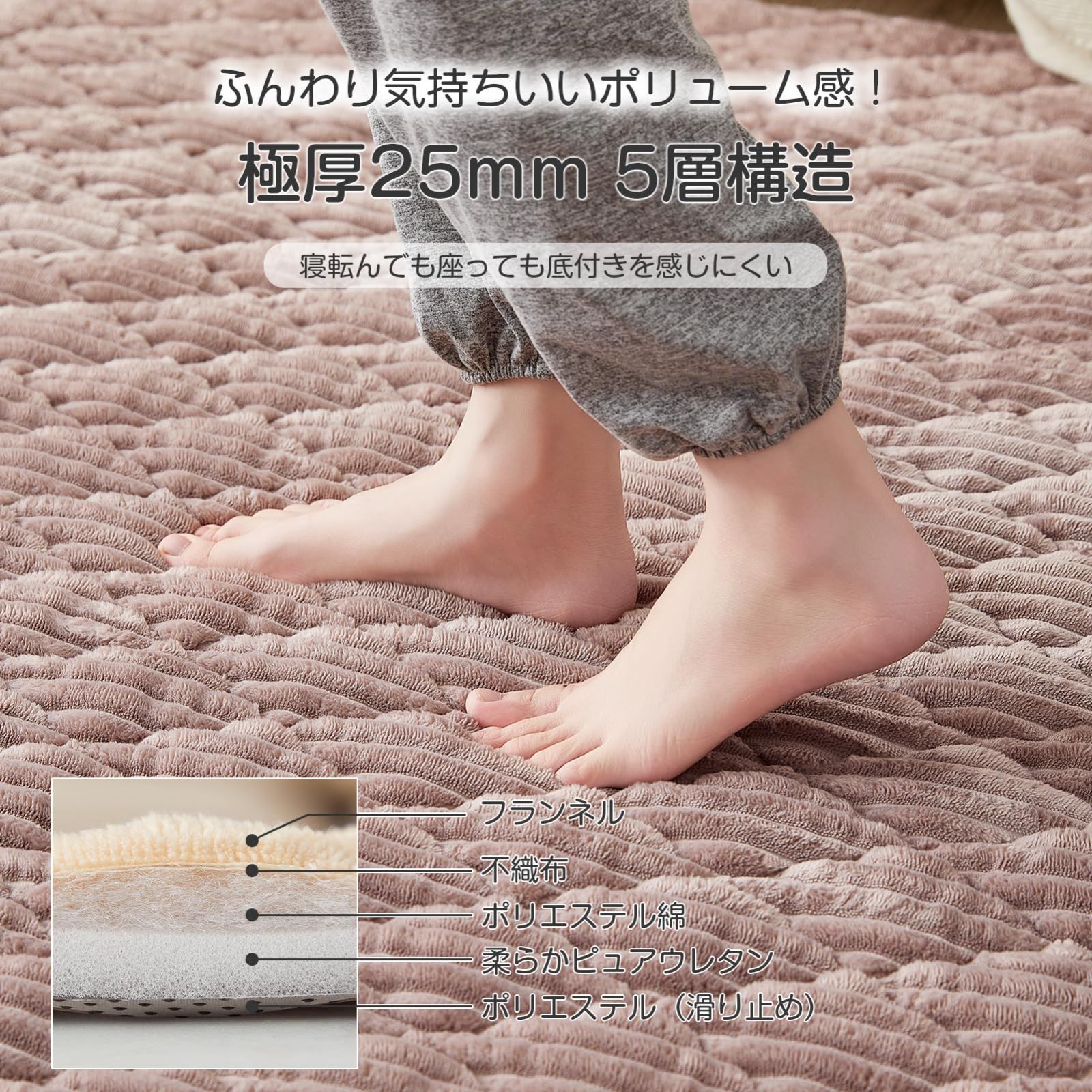 CHOSHOME カーペット ラグ 極厚25mm ラグマット 3畳 絨毯 厚手