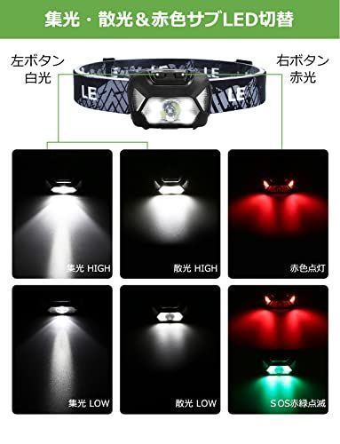 ヘッドライト 充電式 USB 高輝度 LED ヘッドランプ 2個セット 【集光・散光切替/ 明るさ300ルーメン/ 実用点灯430時間/ IPX4防水】  赤色サブライト搭載 夜釣り 最適 登山 キャンプ 散歩 作業 釣り アウトドア 災害 停電用 小型 軽量 - メルカリ