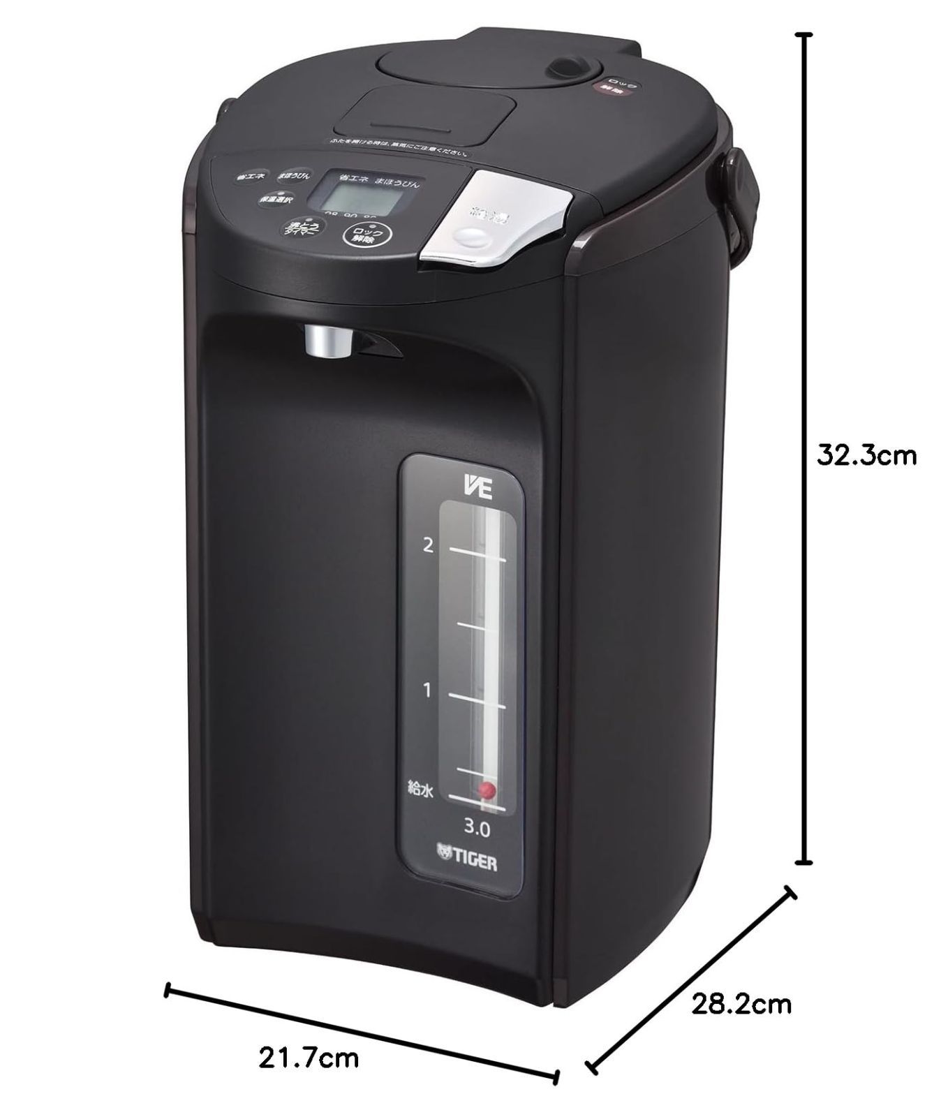 商品 タイガー魔法瓶 TIGER 電気ポット 蒸気レス 節電VE保温 6つの安心 安全構造 とく子さん 3.0L ブラウン PIS-A30NT