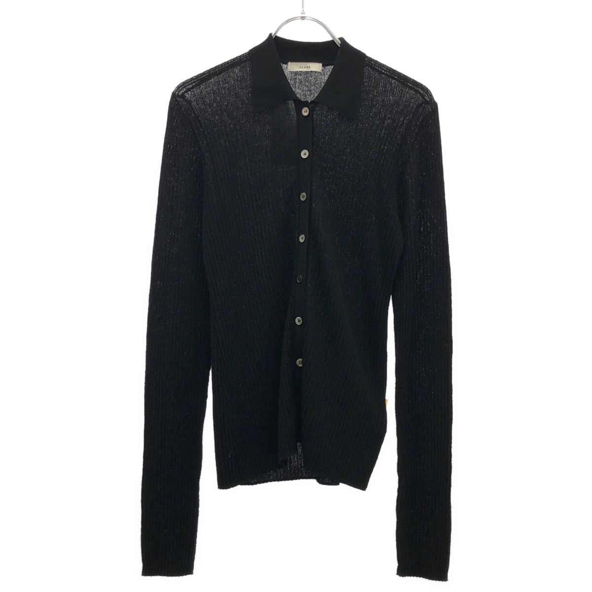 CLANE クラネ SHEER RIB KNIT SHIRTS シアーリブニットシャツ 16106-2112 ブラック 2 CLANE クラネ SHEER RIB KNIT SHIRTS シアーリブニットシャツ 16106
