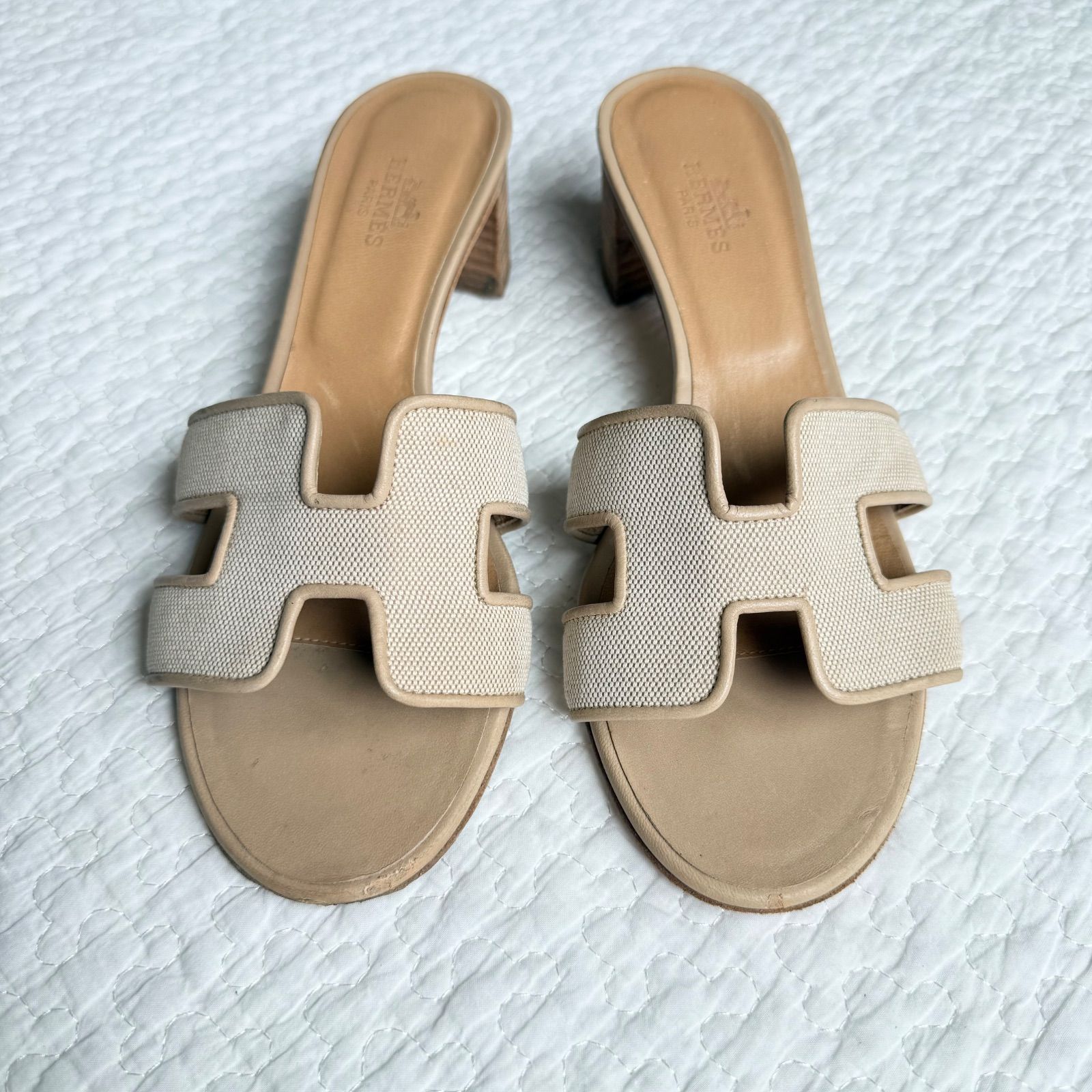 希少 HERMES エルメス オアジス サンダル ヒール Hロゴ
