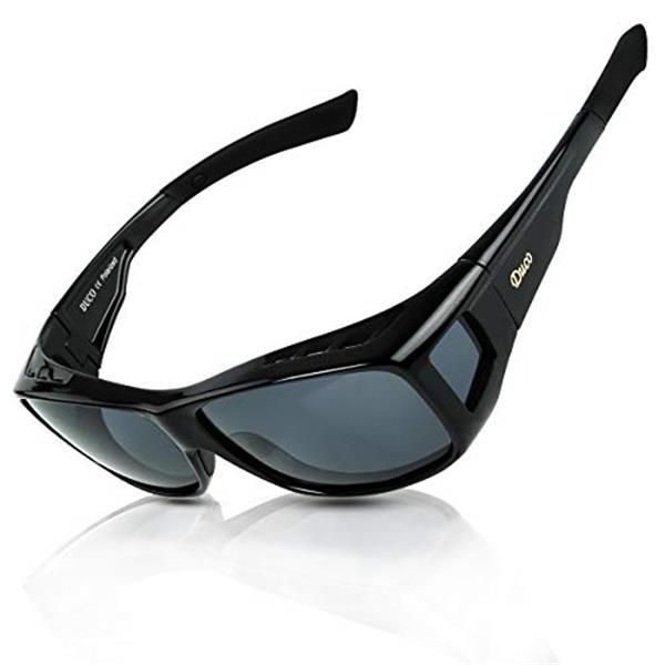 L-size-Black [DUCO] メガネの上から掛けられる オーバーサングラス めがね さんぐらす 偏光レンズ UV400 紫外線カット  花粉サングラス メンズ レディース兼用