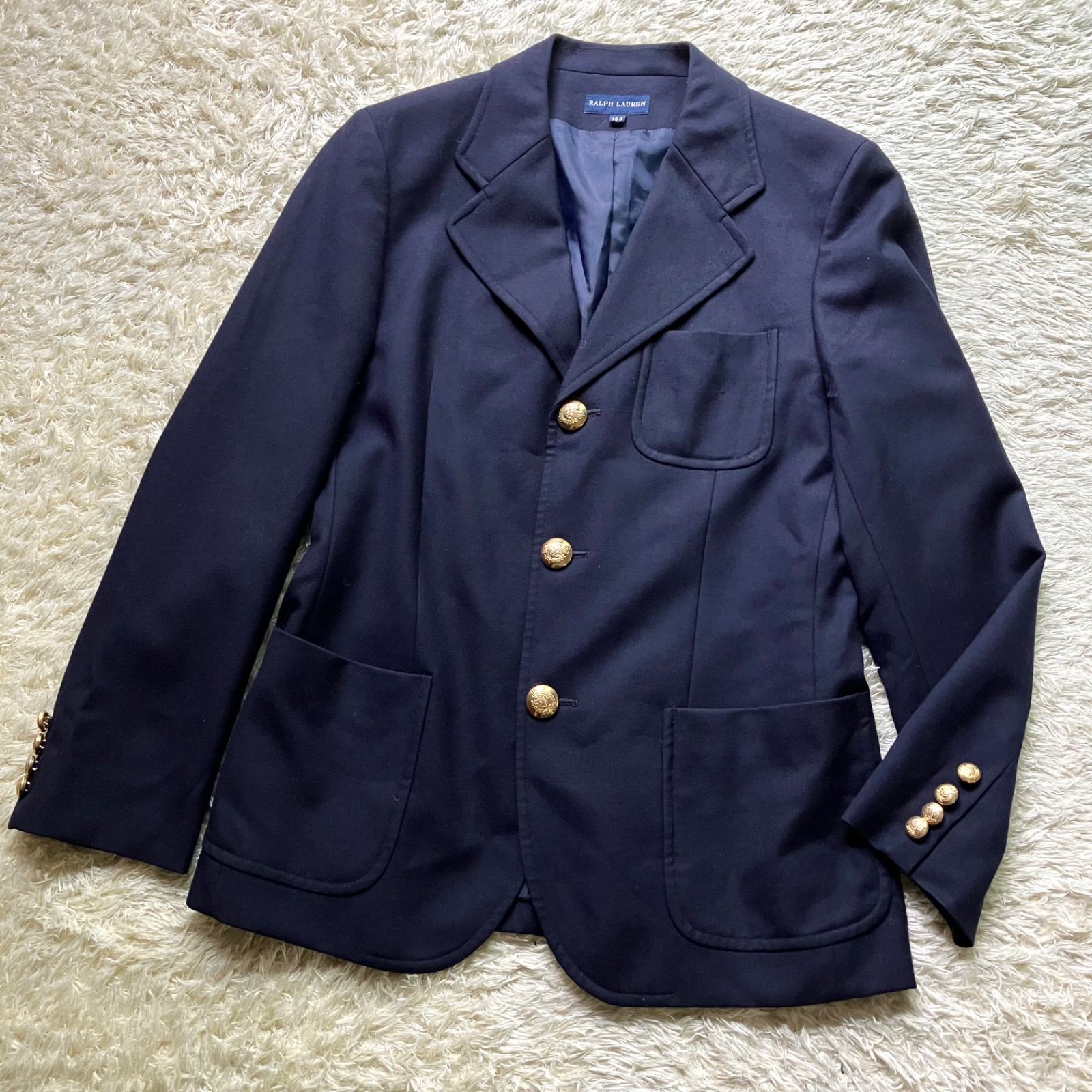 Rラルフローレンテーラードジャケット 紺ブレ 金ボタンネイビー 総裏