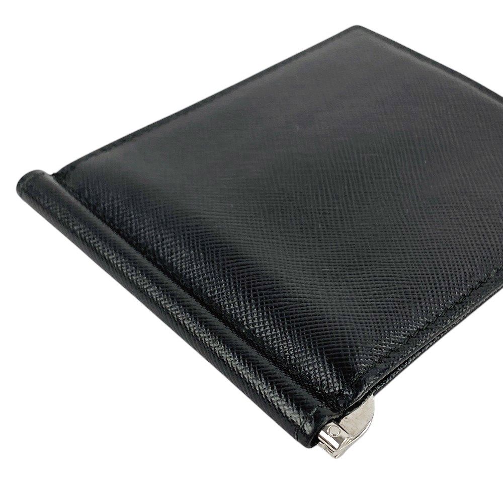 ■美品■　プラダ 2つ折り マネークリップ 財布 メンズ サフィアーノ ブラック シルバー 2M0738  【248733】□ □美品□ プラダ 2つ折り マネークリップ 財布 メンズ サフィアーノ