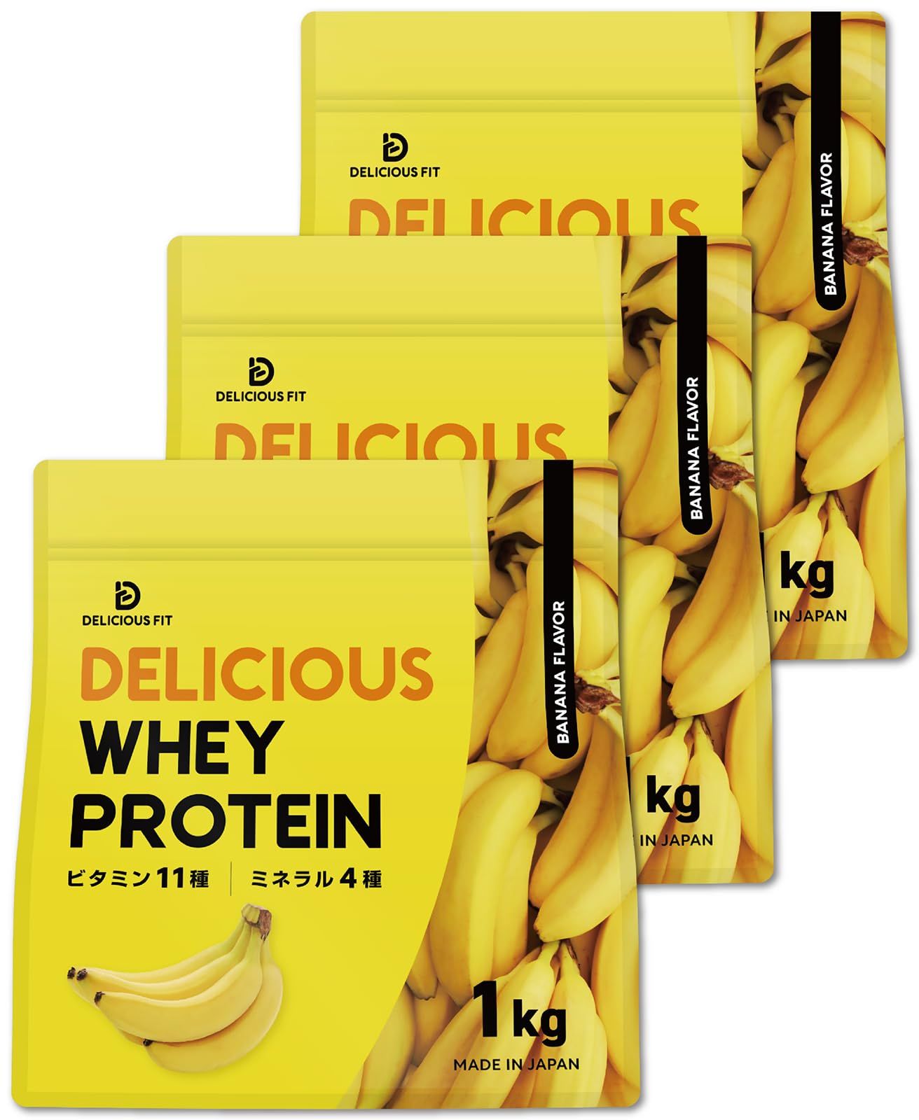 プロテイン ホエイ 3kg バナナ風味 製造 ビタミン11種 ミネラル4種 DELICIOUS FIT デリシャスフィット