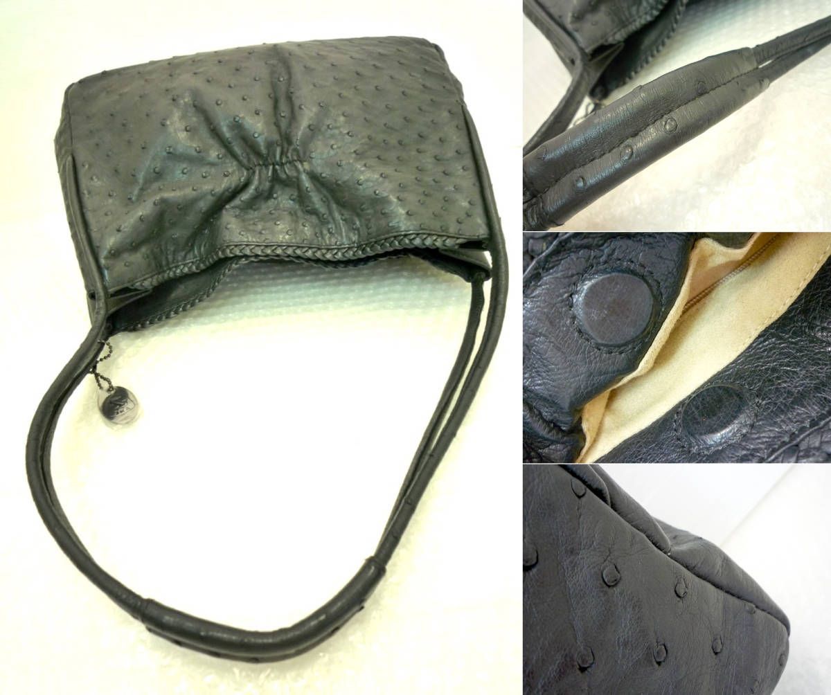 JRA オーストリッチ レザー ショルダーバッグ LAURA PELLATI JRA オーストリッチ レザー ショルダーバッグ LAURA PELLATI