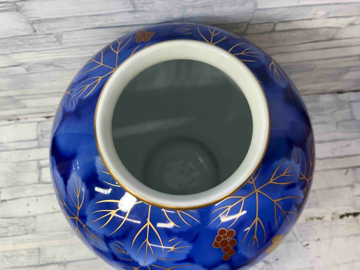 深川製磁 ぶどう 葡萄 花瓶 花器 フラワーベース 金彩 有田焼 深川製