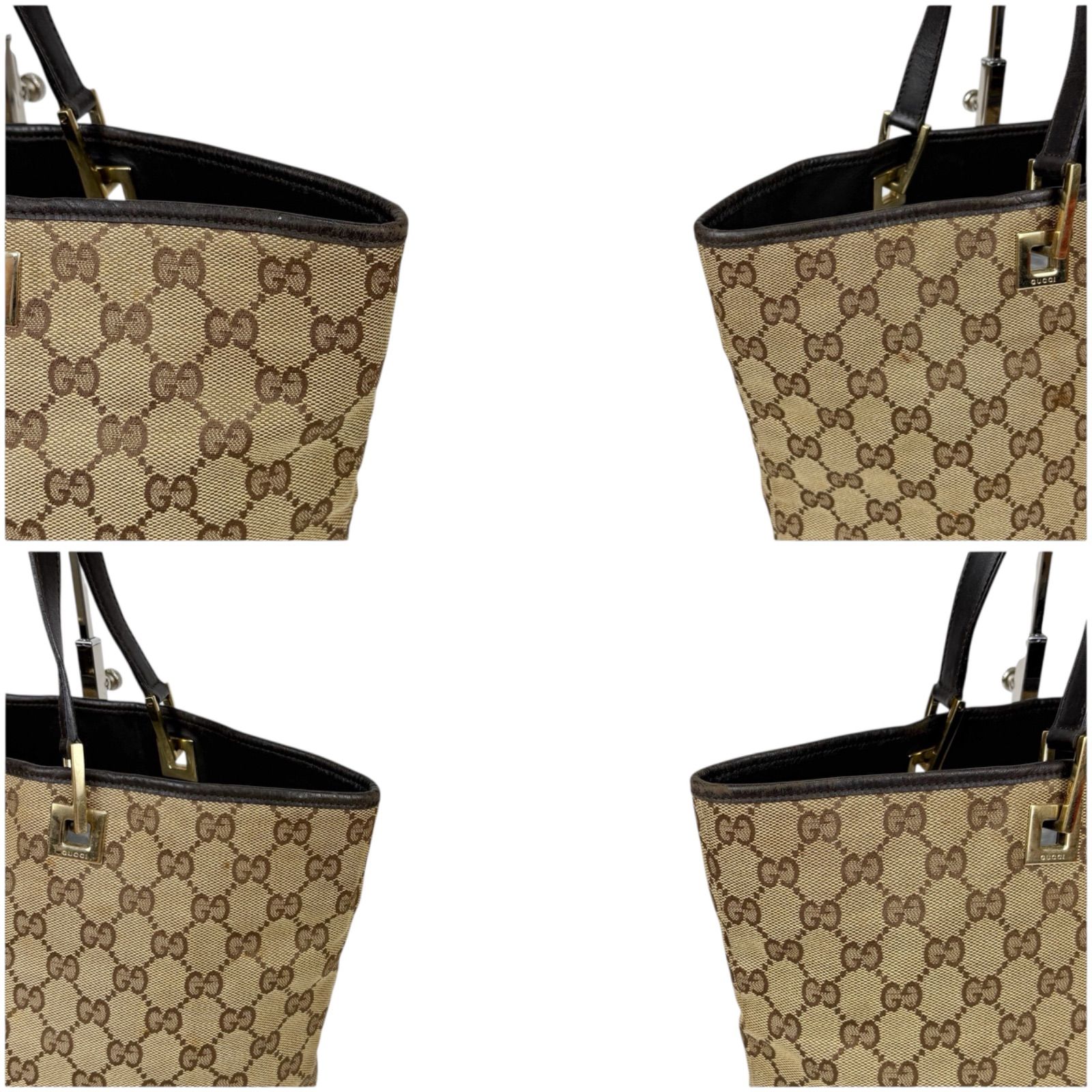 グッチ GUCCI ミニトートバッグ GGキャンバス レザー ブラウン