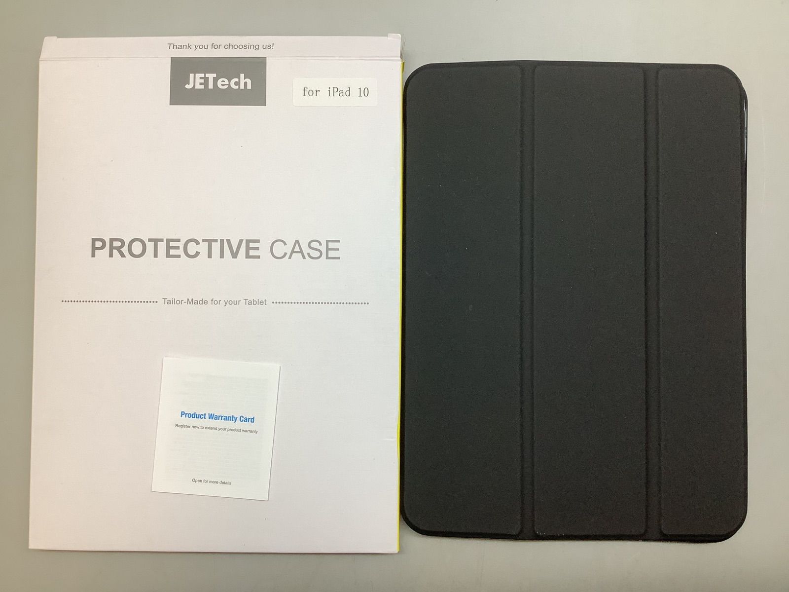JEDirect iPad 10 ケース 10.9インチ ブラック  スリムスタンドハードバック ウェイクアップ オートスリープ機能付き タブレットカバー