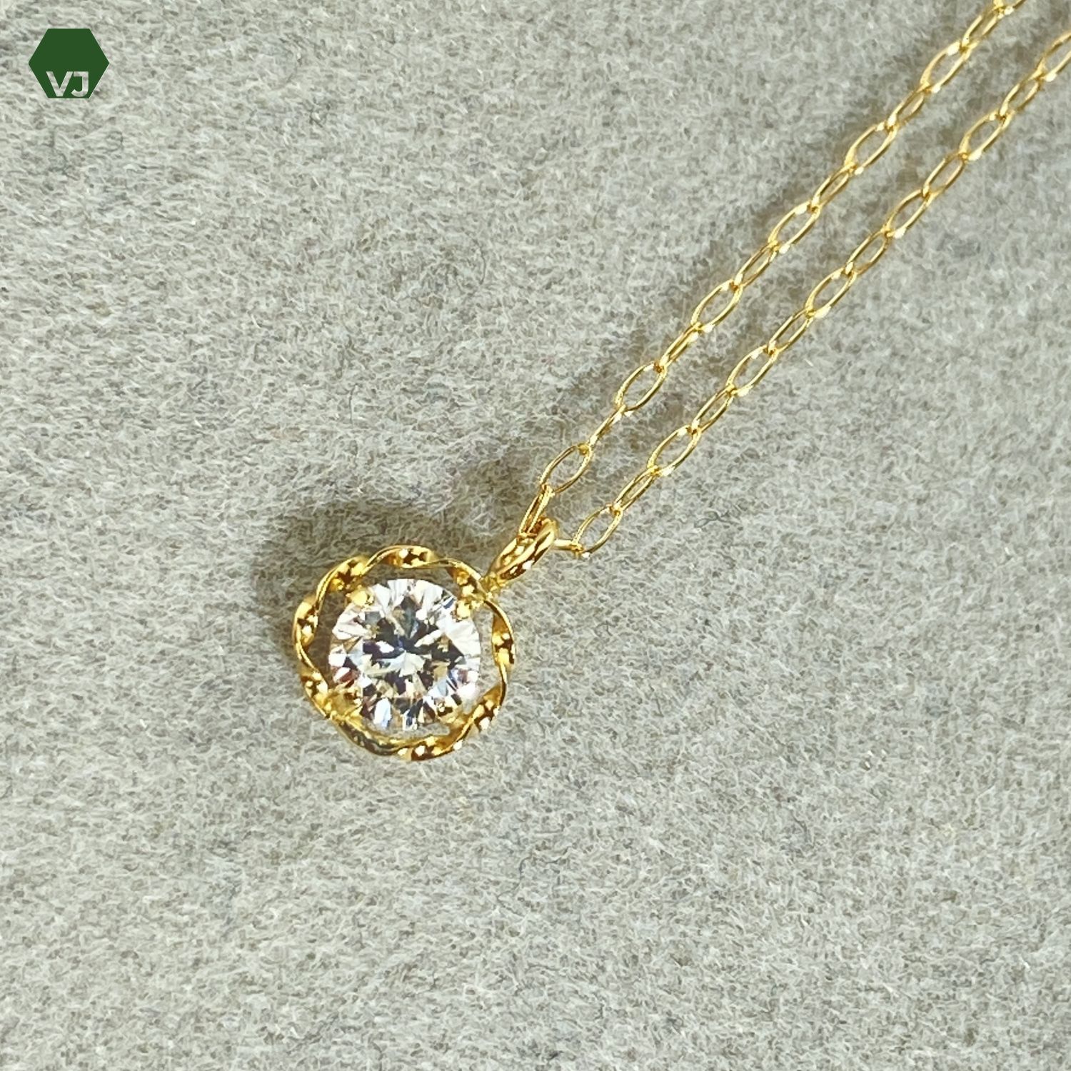 31-22】一粒ダイヤモンド ネックレス D0.20ct【中古】【K18YG】【40cm 