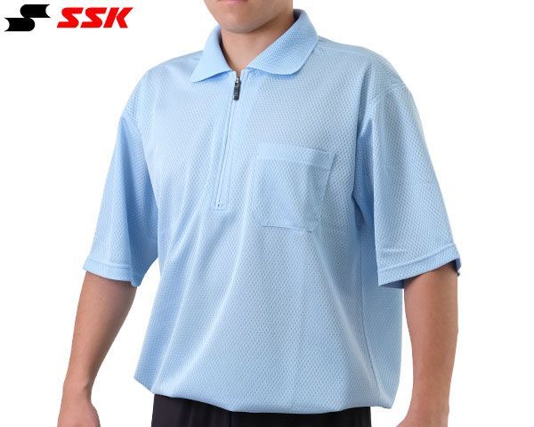 SSK UPW027HZ 野球 審判用半袖ポロシャツ ファスナータイプ パウダー 
