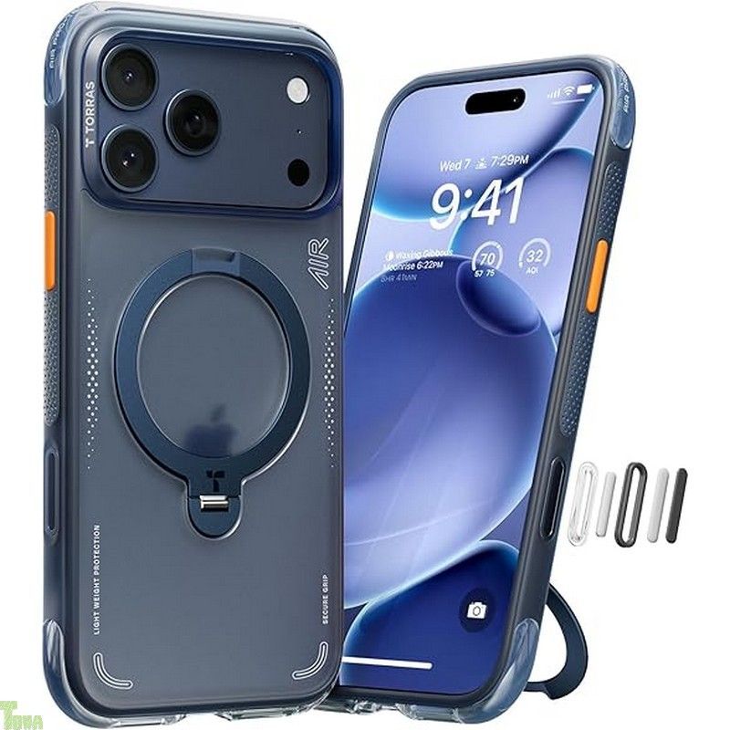 TORRAS iPhone 17 Pro 用 ケース 6.3 インチ エアバッグ 超強保護 米軍 MIL規格 リング スタンド MagSafe対応 Ostand Q3 Air 360°定点回転 縦横両対応 MagSafe対応 ワイヤレス充電