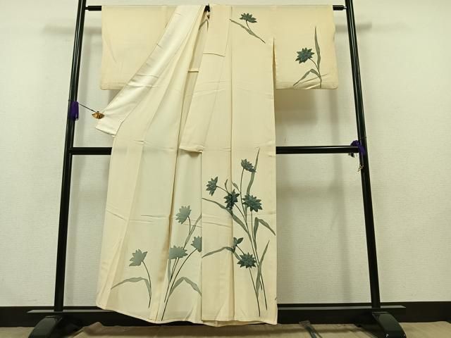 平和屋着物▽訪問着　単衣　草花文　正絹　逸品　AABA9565jh 平和屋着物▽訪問着 単衣 草花文 正絹 逸品 AABA9565jh