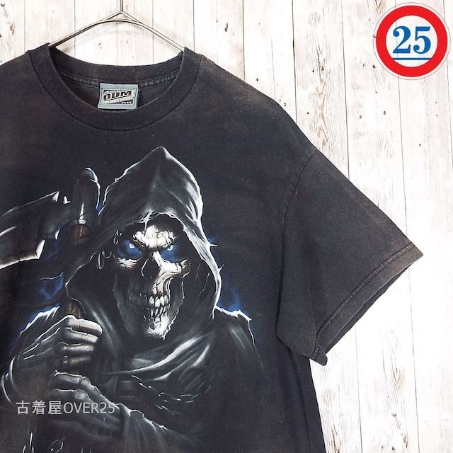 XL 死神 ドクロ スカル Tシャツ ヴィンテージ ビンテージ 90s ヴィンテージ スカル ドクロ シングルステッチ ブラック