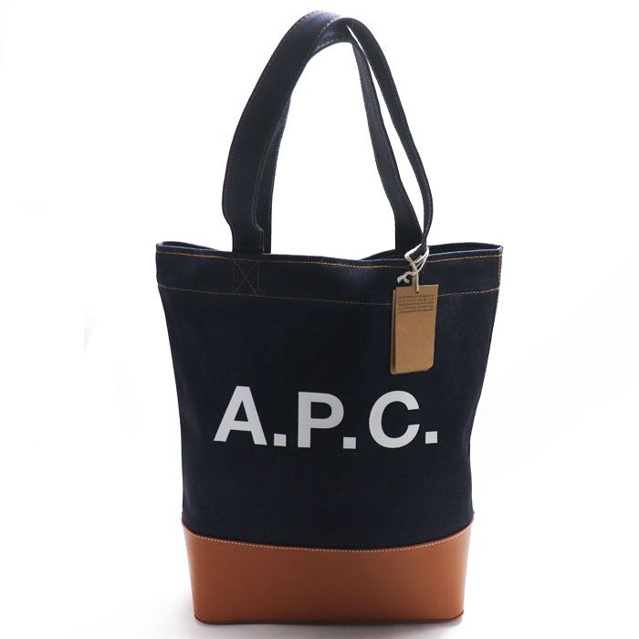 A.P.C. アーペーセー トートバッグ ネイビー キャメル CODDP-M61444