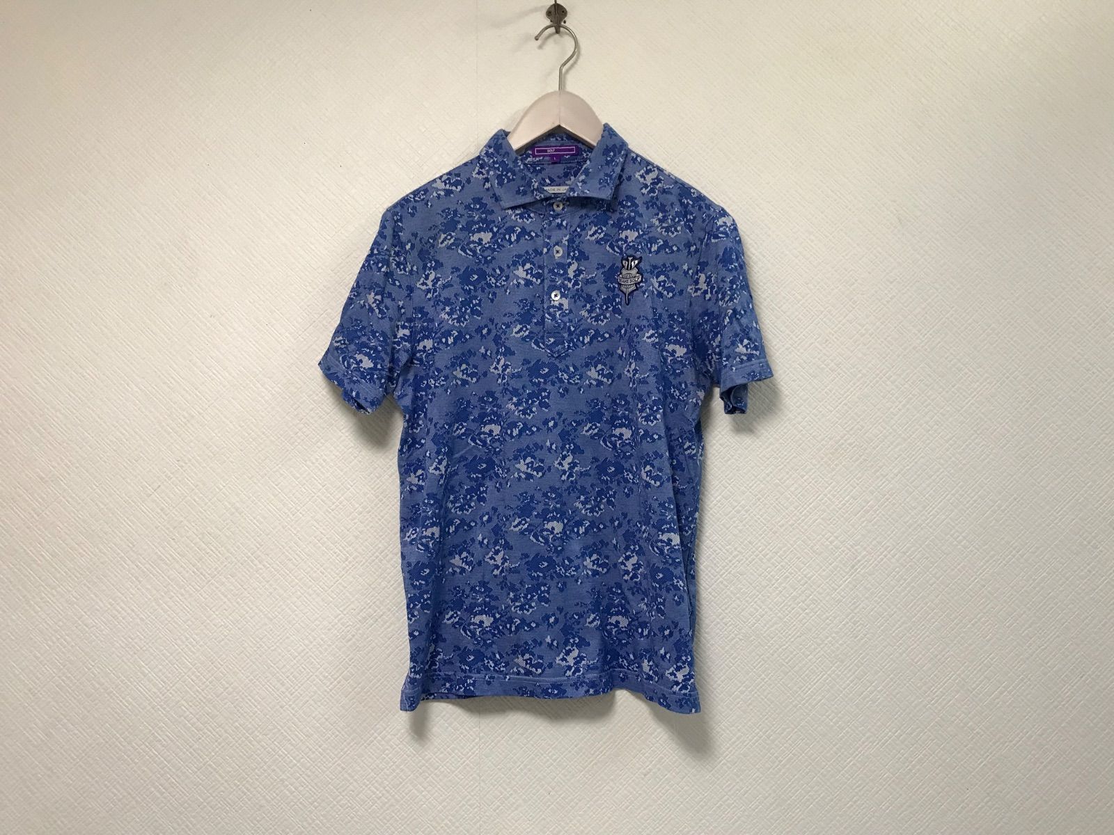 ビームスゴルフ　BEAMSM　ポロシャツ　ネイビー　現行品　刺繡　ワッペン　M 本物ビームスゴルフBEAMSGOLFロゴ文字ワッペン刺繍半袖