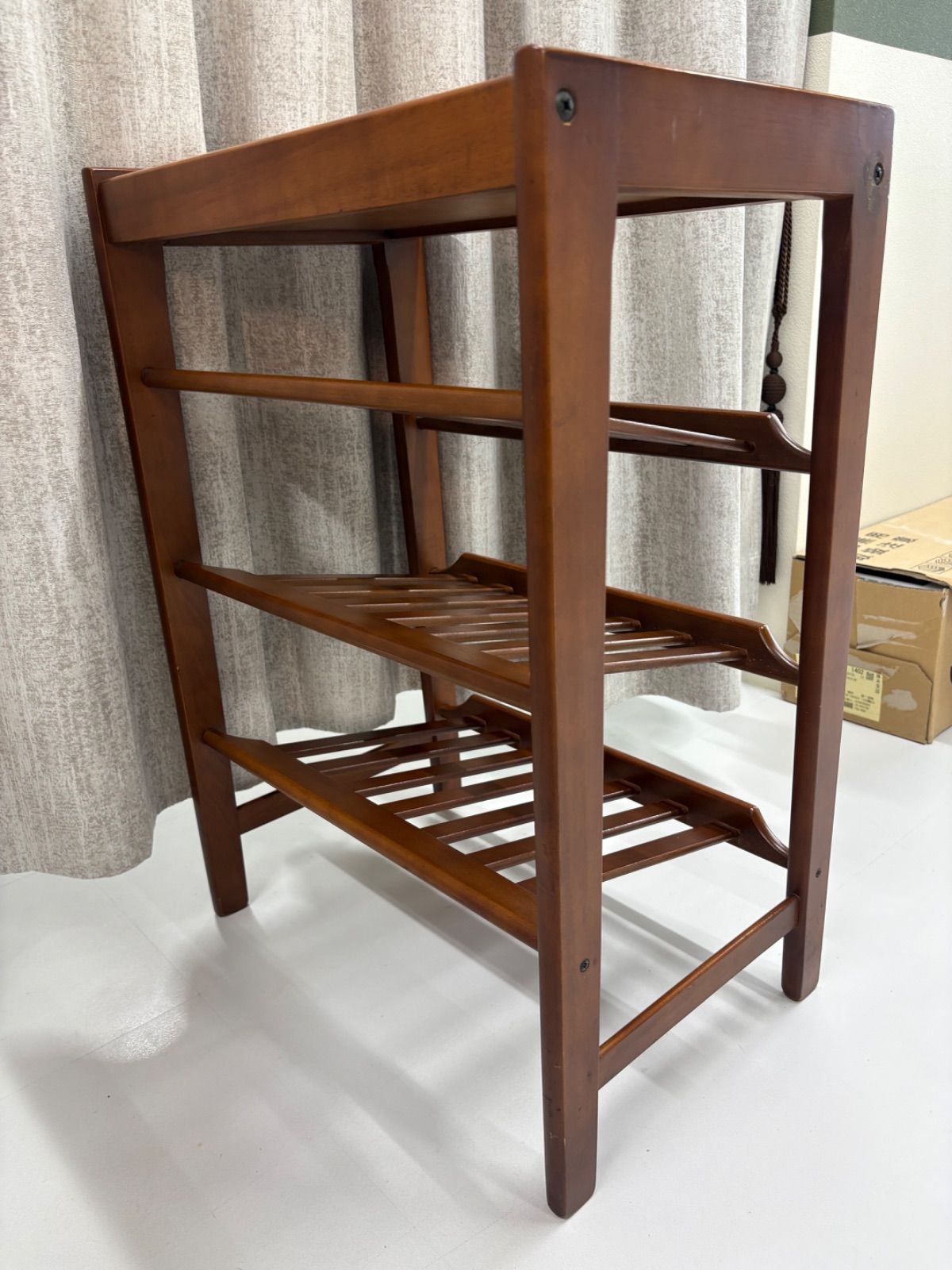 希少 オールドカリモク マガジンラック スリッパラック サイドテーブル 台 棚 オールド カリモク◇karimoku マガジンラック スリッパ収納 電話台