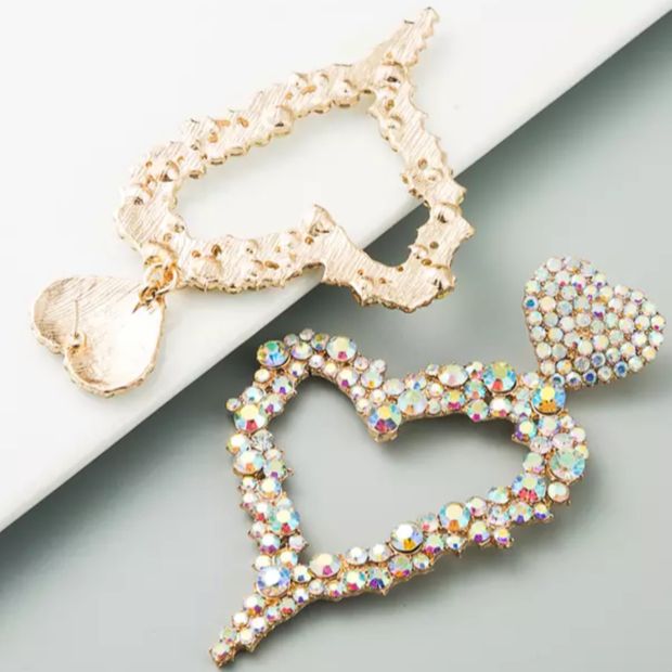 2色♡ ハート ピアス 大ぶりピアス 派手ピアス ビッグサイズ