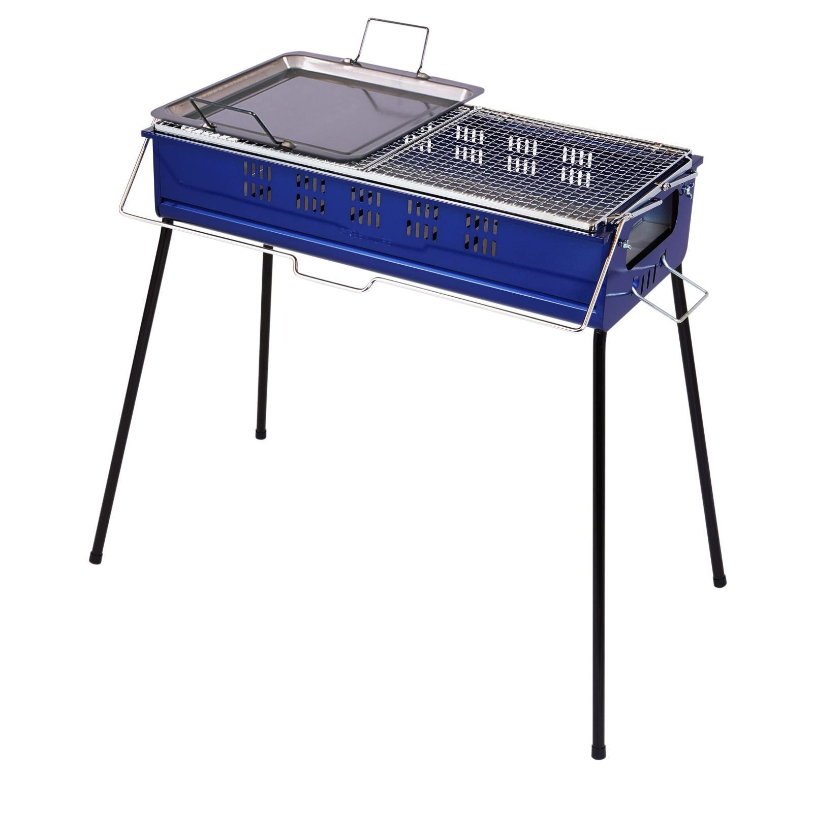 人気商品LIFE) 日本製 グリーンライフ(GREEN バーベキュー BBQ 炭足し簡単バーベキューコンロ 鉄板付き 5~7人用 CBN-650ST1(BL)