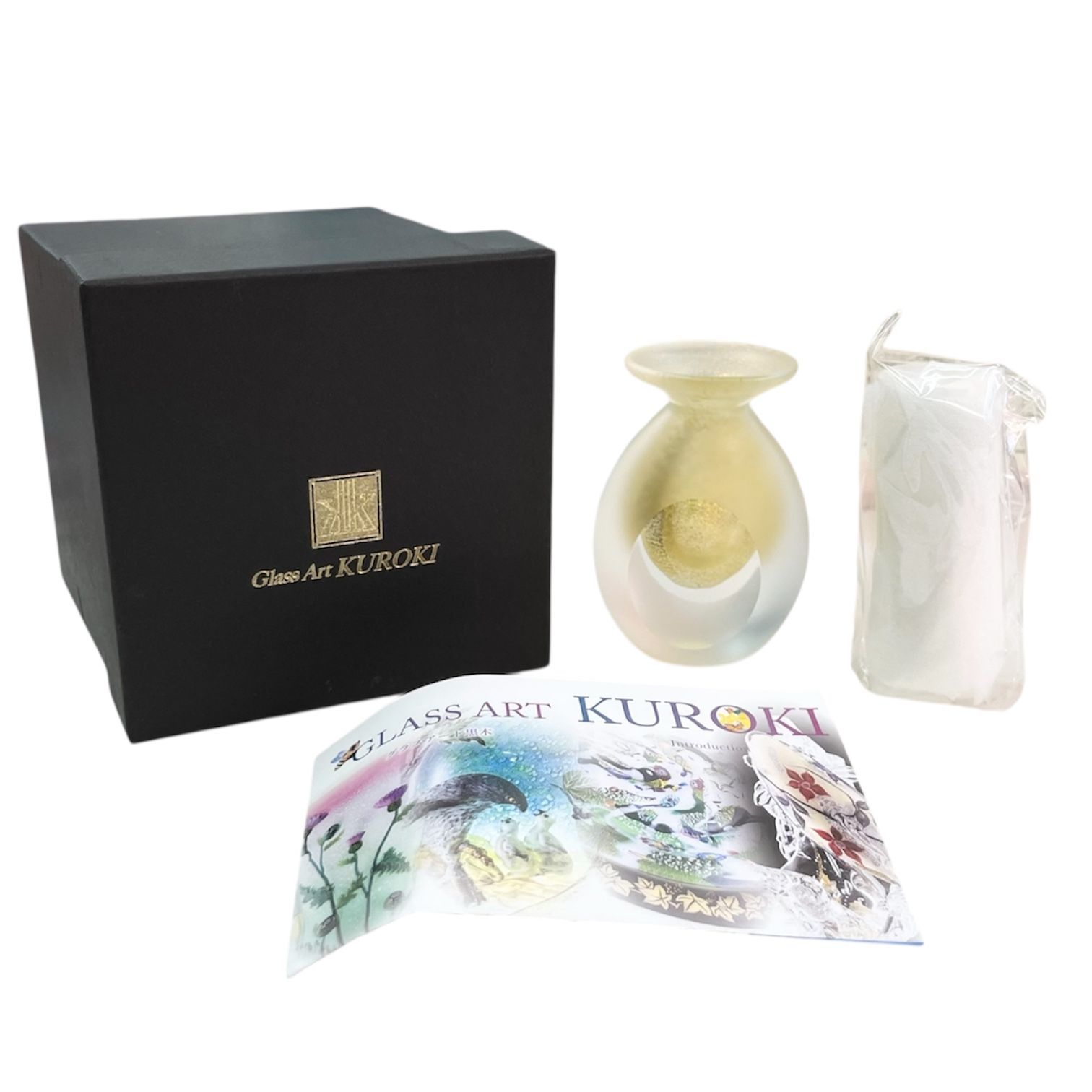 未使用品】KURОKI/グラスアート黒木 一輪挿し ホワイト×ゴールド