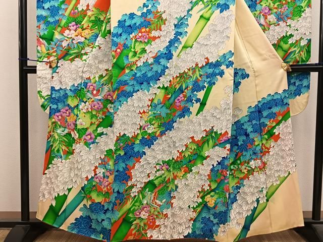 彦兵衛mini】素材祭り！アンティーク錦紗・正絹振袖〜鳳凰に松・花柄