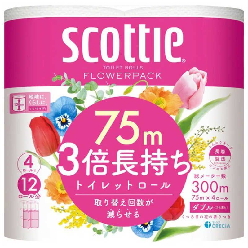 Flowerpack 新品 未開封 】 日本製紙クレシア スコッティ(scottie) フラワーパック 3倍長持ち くつろぐ花の香りつき [4ロール /ダブル ...