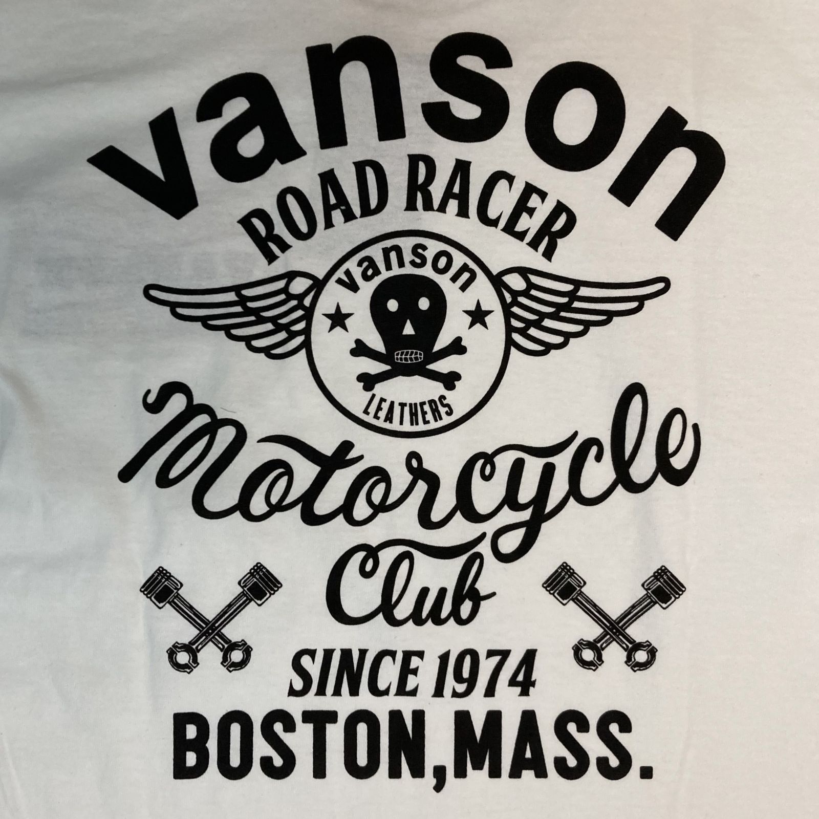 885V192 XLサイズ vanson ROAD RACES CUSTOM ロングTシャツ 長袖T WHITE FFCRYSTALESIA_COM